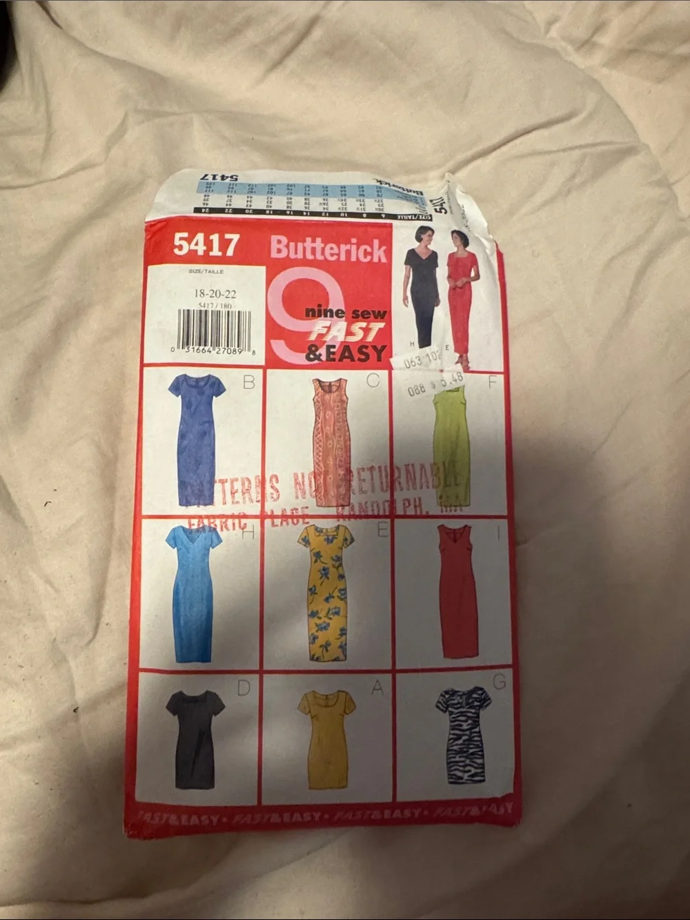 Butterick 5417 Fast & Easy Dress sewing Pattern - Multi Options